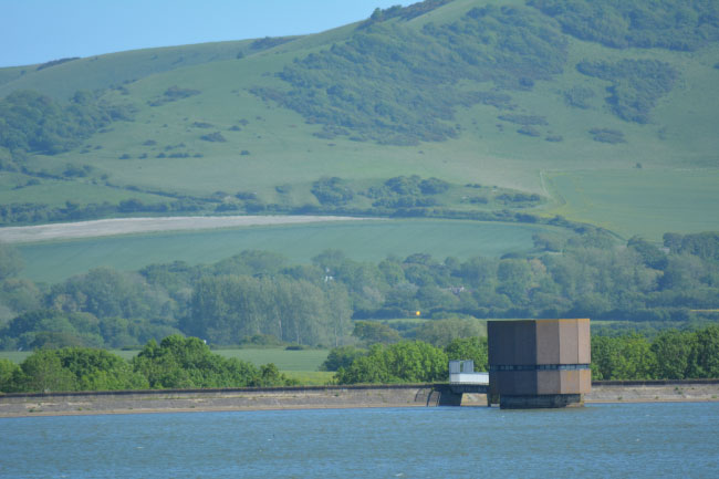 Arlington Reservoir tower with South Downs behind